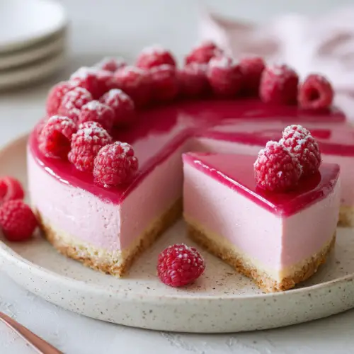 Raspberry Mousse Cake with Almond Sponge