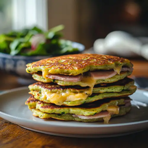 Savory Zucchini Pancake Sandwiches with Ham & Cheese