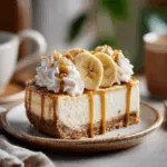 Banana Cream Cheesecake with Caramel Drizzle