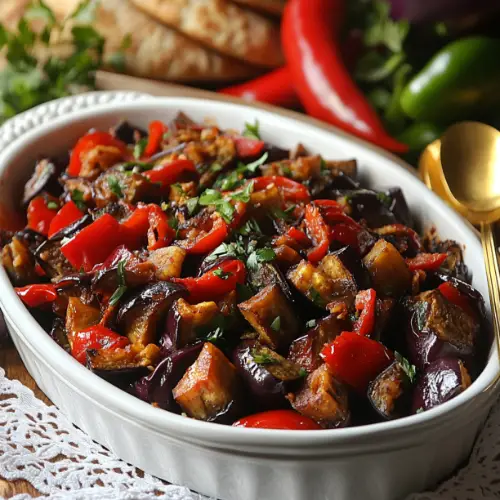 Turkish Roasted Eggplant & Pepper Salad (Közlenmiş Patlıcan Salatası)