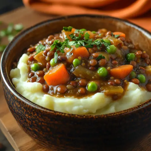 Hearty Lentil Stew with Mashed Potatoes