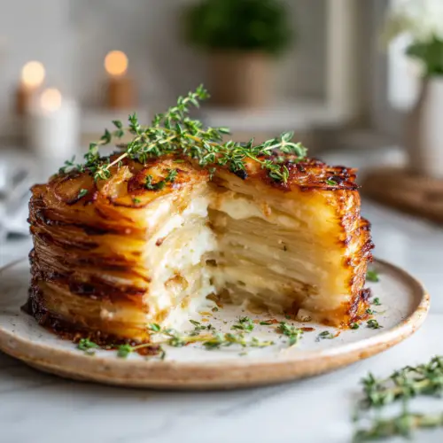 Crispy Herb Potato Gratin Cake
