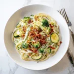 Creamy Zucchini and Broccoli Pasta with Bacon