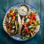Grilled Veggie Pita Pockets with Garlic Tahini Sauce 3 Grilled Veggie Pita Pockets with Garlic Tahini Sauce