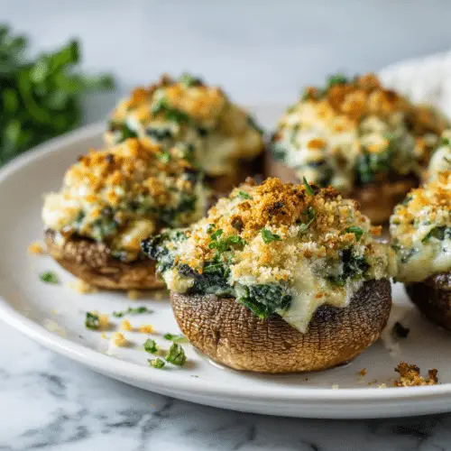 Creamy Spinach and Cheese Stuffed Mushrooms