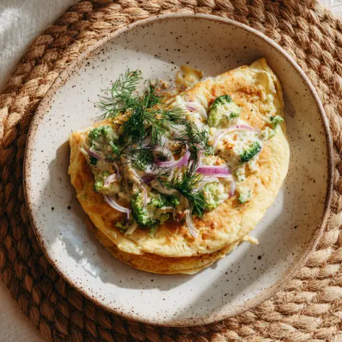 Herbed Broccoli & Red Onion Omelette