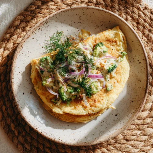Herbed Broccoli & Red Onion Omelette