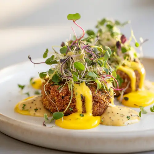 Crispy Chickpea Cakes with Lemon Tahini Drizzle
