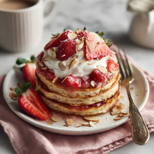 Fluffy Pancakes with Strawberry Chia Jam and Yogurt