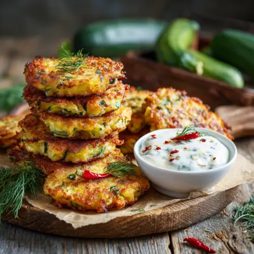 Zucchini Fritters with Herbed Yogurt Dip