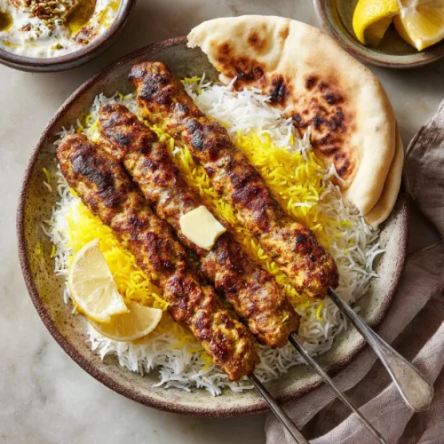 Persian Chicken Koobideh with Saffron Rice