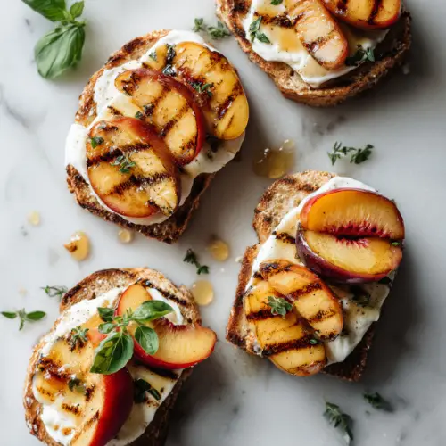Grilled Halloumi and Peach Toast with Whipped Ricotta