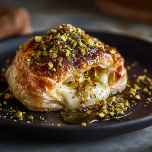 Honey Pistachio Baked Brie Puff Pastry