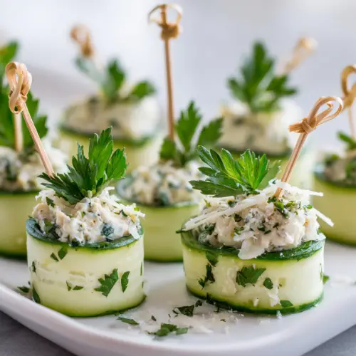 Cucumber Ribbons with Herbed Chicken Salad