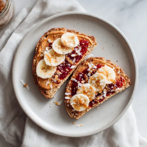 Peanut Butter Raspberry Banana Toast
