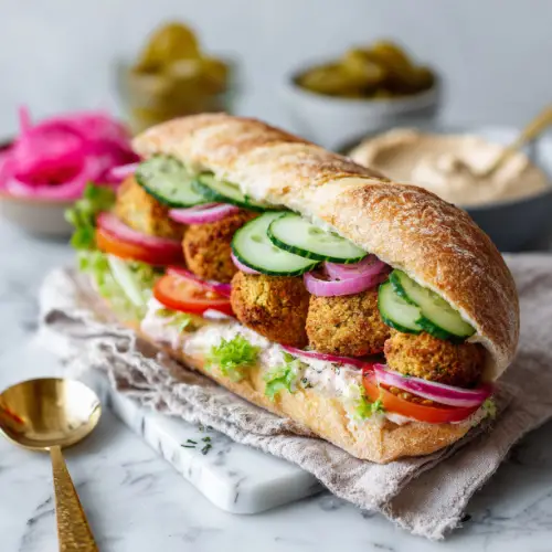 Crispy Falafel Sandwich with Tahini Sauce