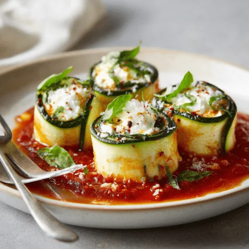 Zucchini Roll-Ups with Ricotta and Marinara Sauce