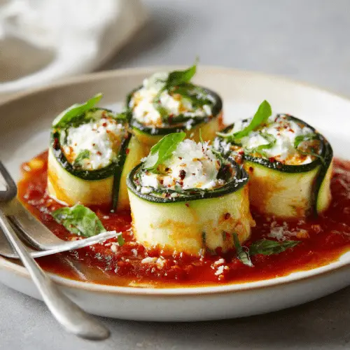 Zucchini Roll-Ups with Ricotta and Marinara Sauce