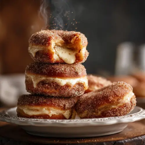 Cinnamon Sugar Cheesecake-Stuffed Donuts