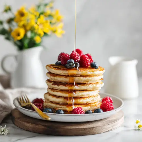 Fluffy Buttermilk Pancakes with Fresh Berries
