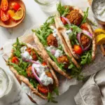Crispy Falafel Pita Pockets with Herbed Yogurt Sauce 3 Crispy Falafel Pita Pockets with Herbed Yogurt Sauce
