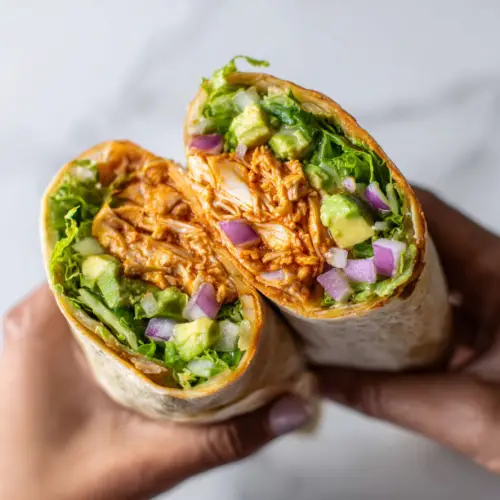 Buffalo Chicken Wraps with Avocado & Romaine