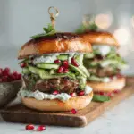 Lamb Burger with Tzatziki and Mint Pesto