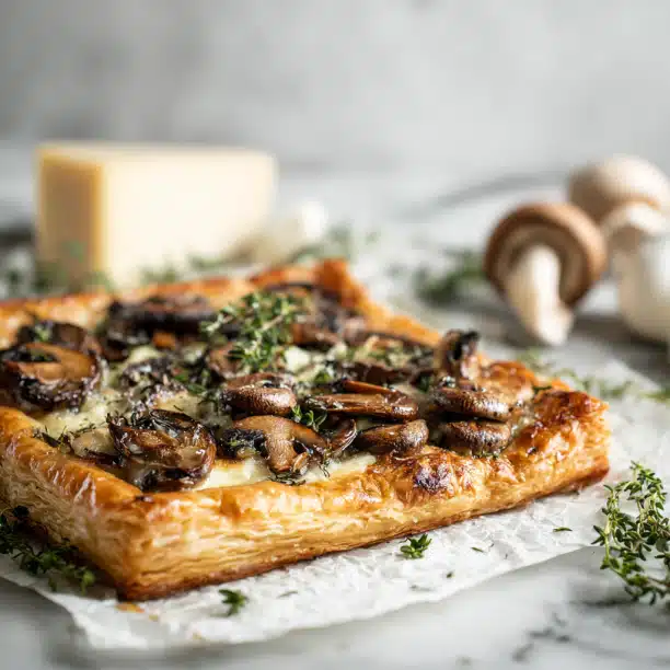 Savory Mushroom & Cheese Puff Pastry Tart