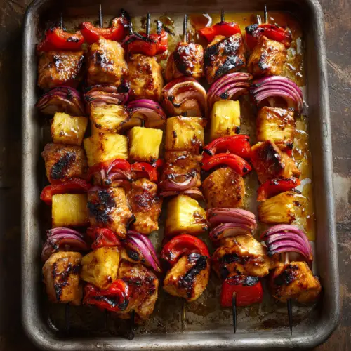 Grilled Teriyaki Chicken Pineapple Skewers