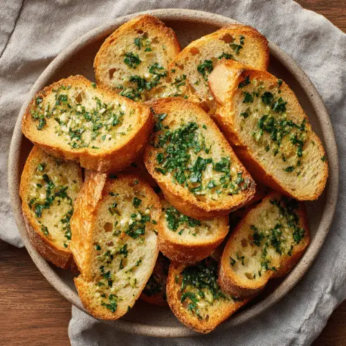 Crispy Garlic Herb Baguette Slices