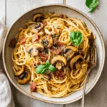 Creamy Mushroom and Crispy Pancetta Spaghetti