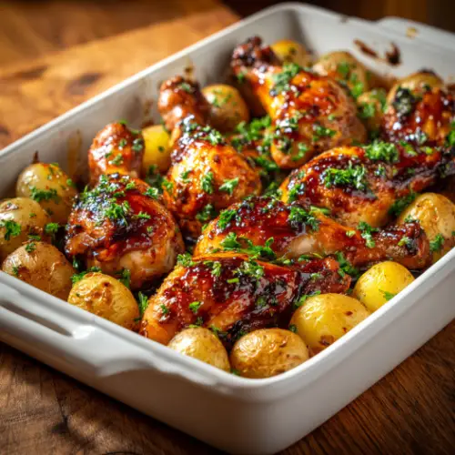 Honey Garlic Roasted Chicken and Potatoes