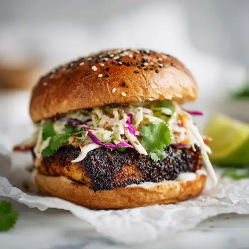 Blackened Fish Sandwich with Creamy Slaw