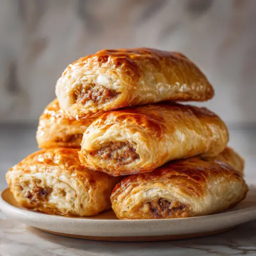 Golden Sausage Rolls with Flaky Puff Pastry