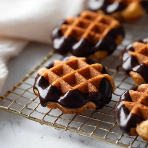 Chocolate-Dipped Mini Cinnamon Waffles