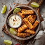 Crispy Baked Tofu Fries with Lime and Ranch Dip