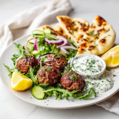 Mediterranean Meatballs with Yogurt Sauce