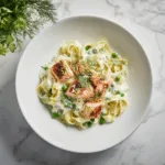 Creamy Salmon Tagliatelle with Peas and Dill