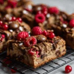 Triple Chocolate Chip Blondie Brownies with Fresh Berry Garnish