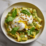 Rigatoni with Pesto, Burrata, and Toasted Pine Nuts