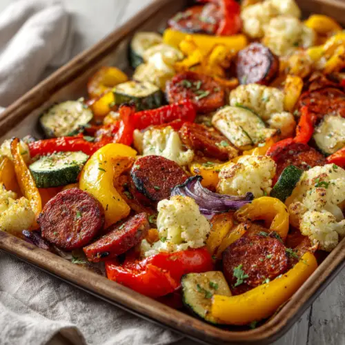 Sheet Pan Roasted Vegetables with Chorizo