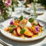 Burrata & Peach Salad with Basil and Crispy Breadcrumbs
