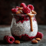 Layered Raspberry Chia Pudding with Almond Butter Swirl