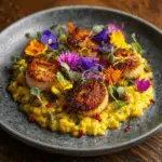 Seared Scallops on Saffron Risotto 3 Seared Scallops on Saffron Risotto