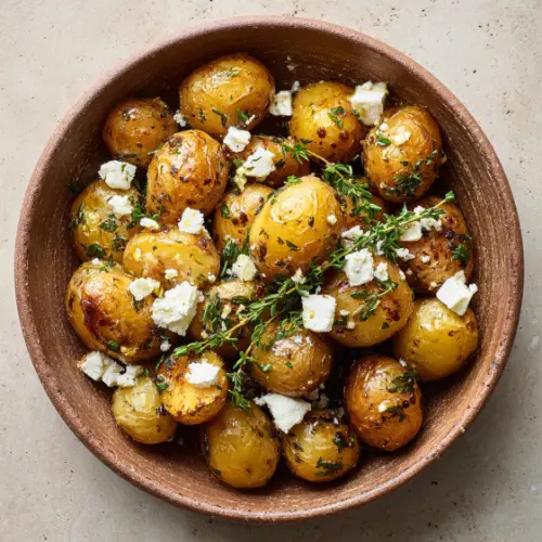 Crispy Roasted Potatoes with Herbed Feta