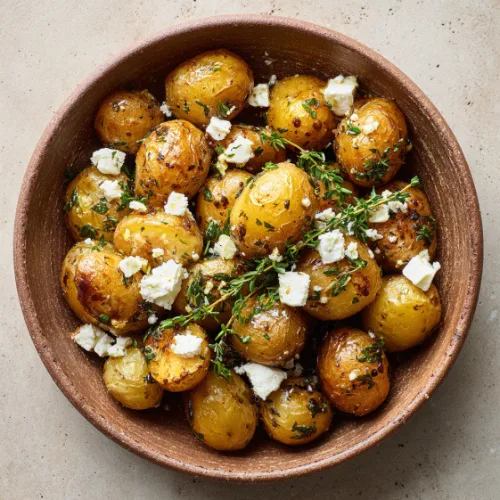 Crispy Roasted Potatoes with Herbed Feta