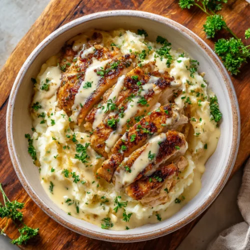 Creamy Dijon Chicken with Mashed Potatoes