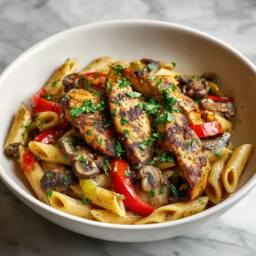 Garlic Herb Chicken with Roasted Veggie Penne