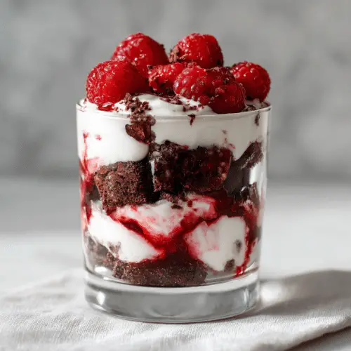 Raspberry Chocolate Brownie Yogurt Parfaits