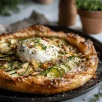 Zucchini & Almond Puff Pastry Tart with Whipped Ricotta